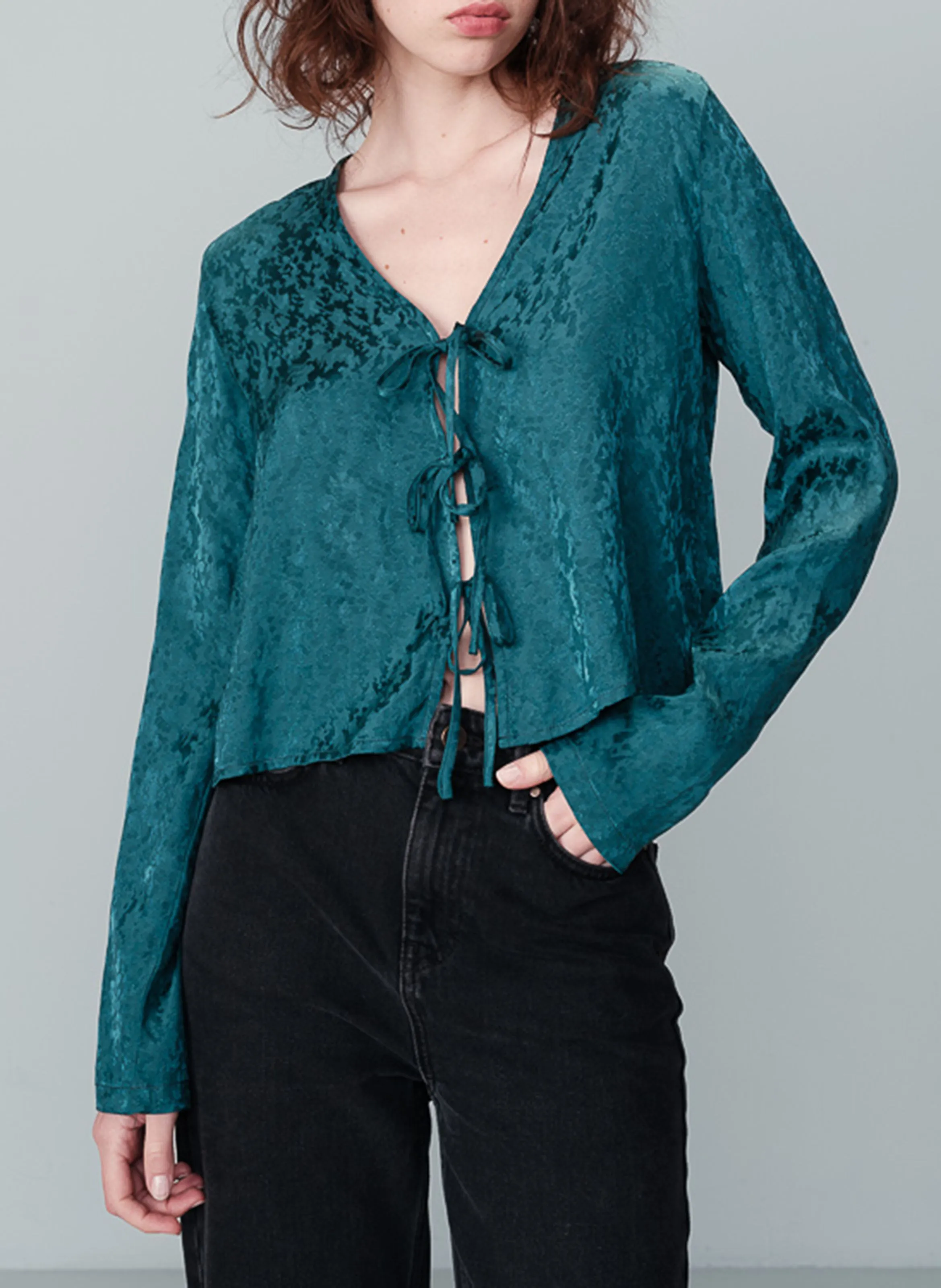 GRACE ET MILA NUCCIA - Top de jacquard con cuello de pico en verde