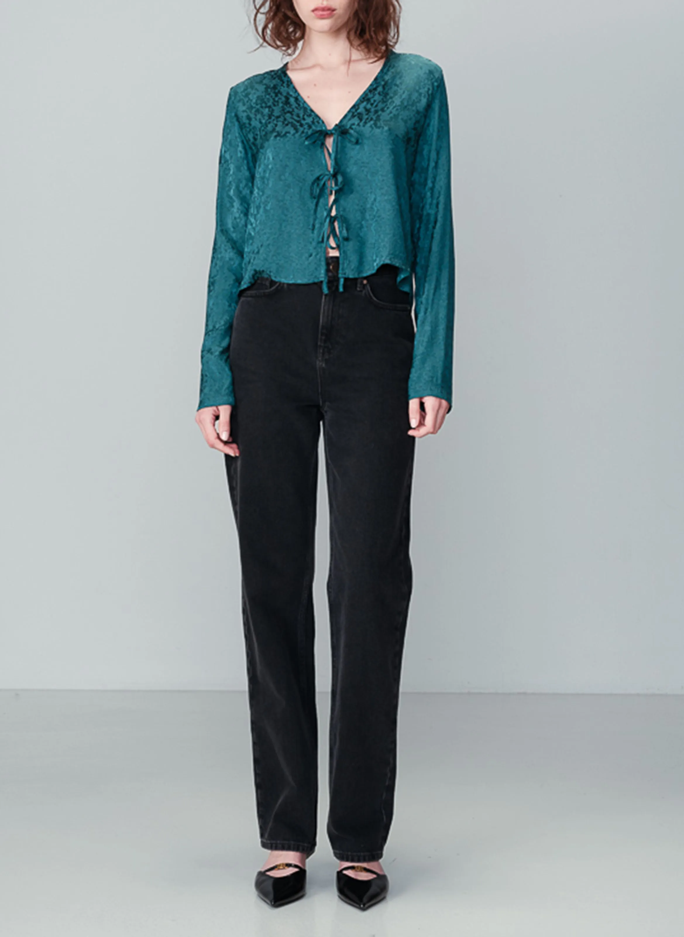 GRACE ET MILA NUCCIA - Top de jacquard con cuello de pico en verde