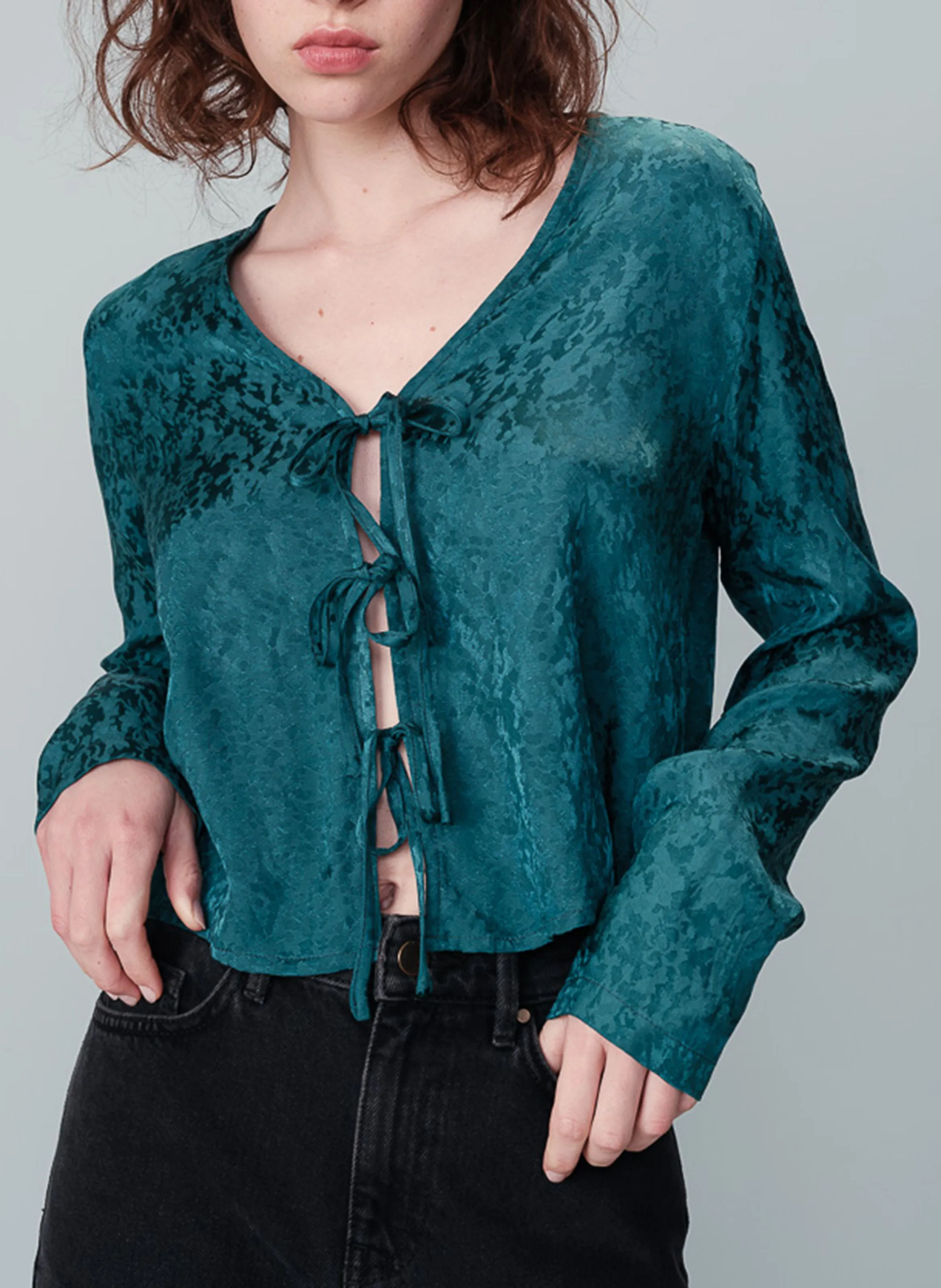 GRACE ET MILA NUCCIA - Top de jacquard con cuello de pico en verde
