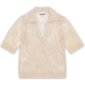 Thin Cotton Lace Short Sleeve Polo